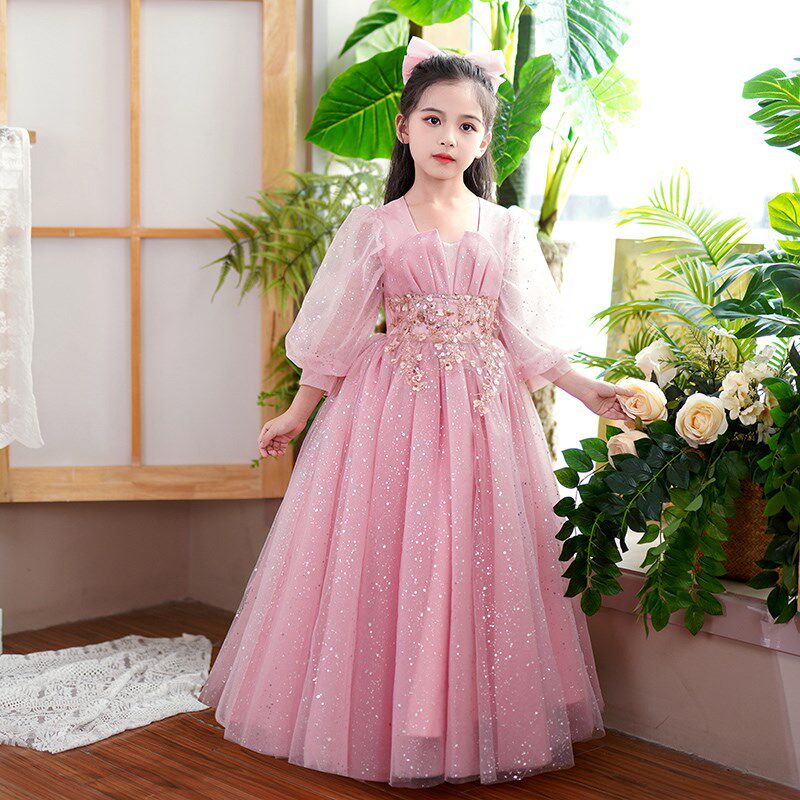 女童礼服生日公主裙洋气高端花童婚礼蓬蓬纱儿童主持人钢琴演出服