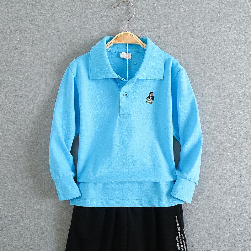 儿童短袖T恤男童polo衫中大童纯棉园服春秋长袖打底女童夏季校服
