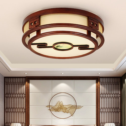 中式吸顶灯长方形大气led新中式中国风主卧室灯具实木客厅灯大灯