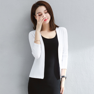 小众百搭上衣女夏 披肩外套配裙子黑色空调衫 白色针织开衫 外搭薄款