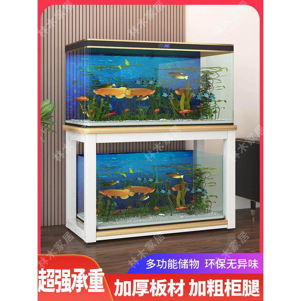 简约钢木组缸鱼缸底座客厅水族馆鱼缸底架底柜金属承重多层鱼缸架