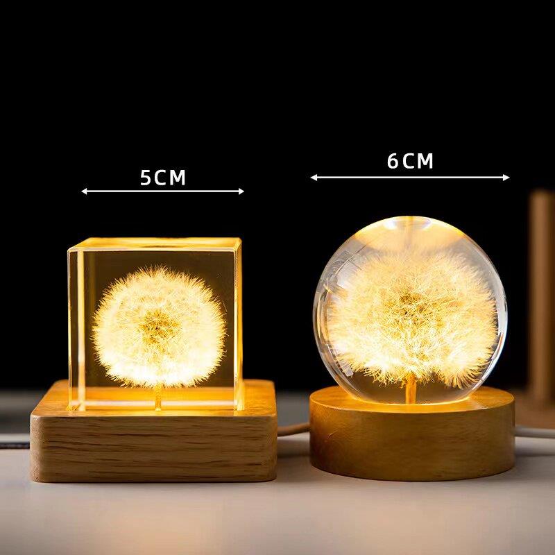 蒲公英雏菊标本花树脂水晶球装饰家庭夜光永恒花新年礼物