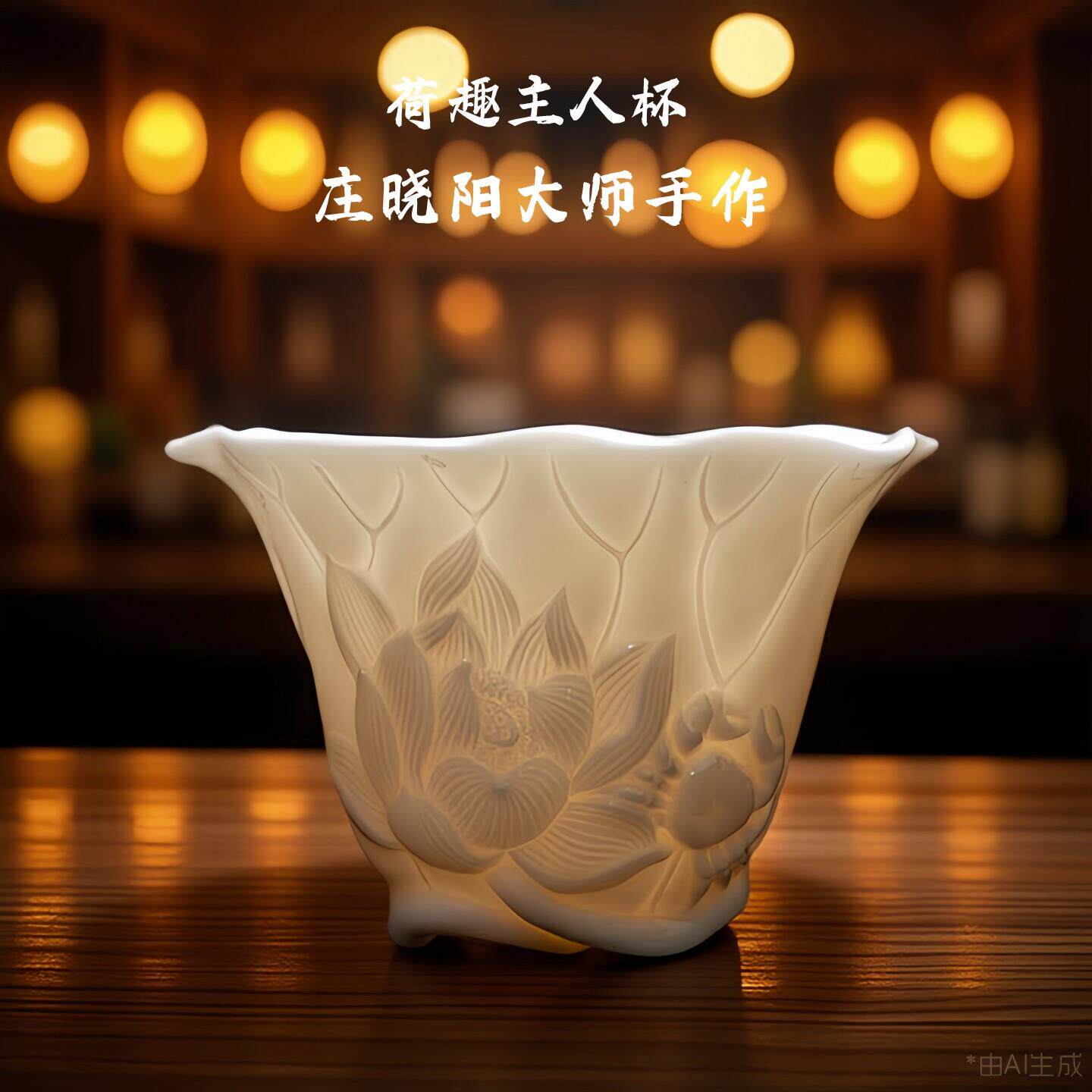 大师级羊脂玉白瓷茶杯高档精致庄晓阳纯手工陶瓷功夫品茗杯主人杯