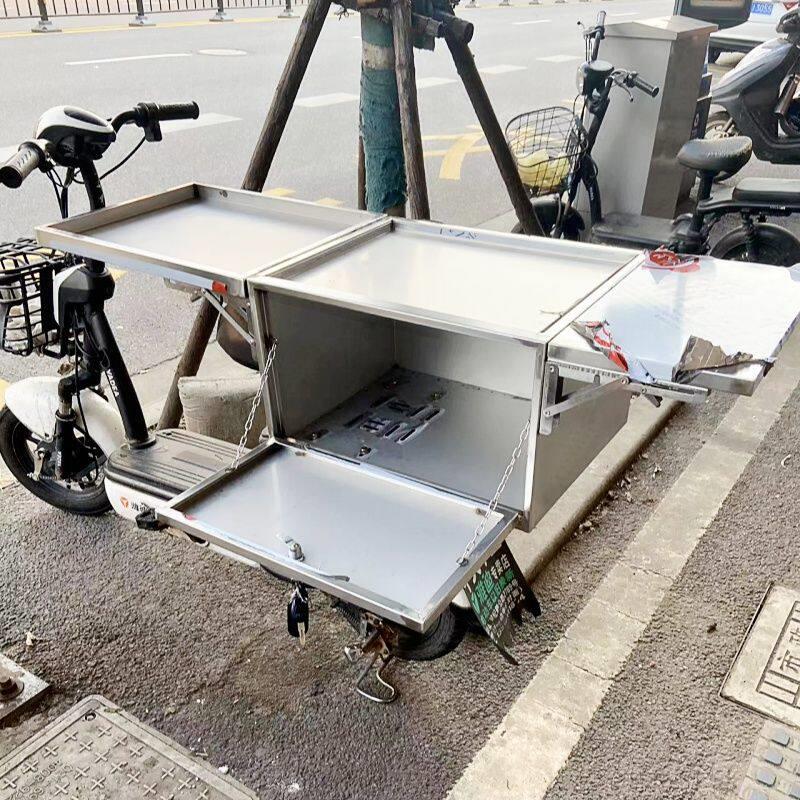 电动车摆摊箱不锈钢电瓶车改装摆摊摩托车后座烤肠折叠烧烤架子