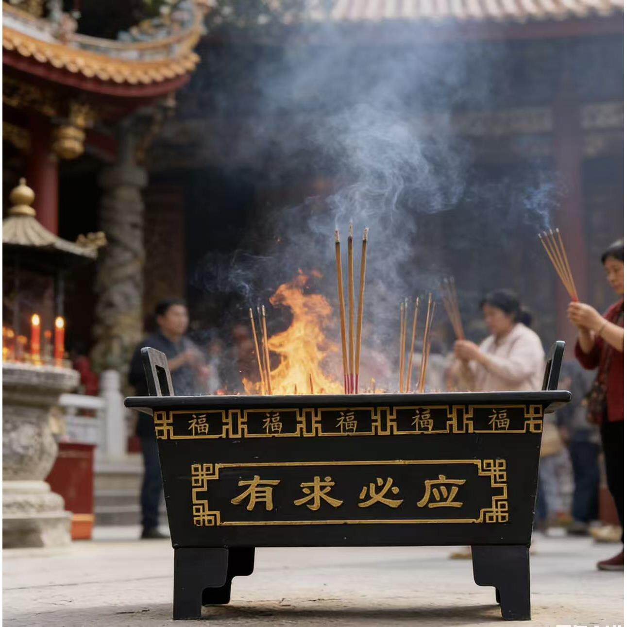长方形铸铁镀锌板香炉鼎家用插香灰托祠堂寺庙道观生铁露天四方鼎