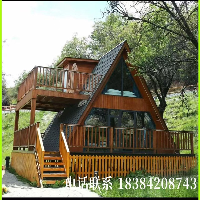田园风三角木屋别墅防腐木户外小木屋乡村民宿木屋免费定制设计