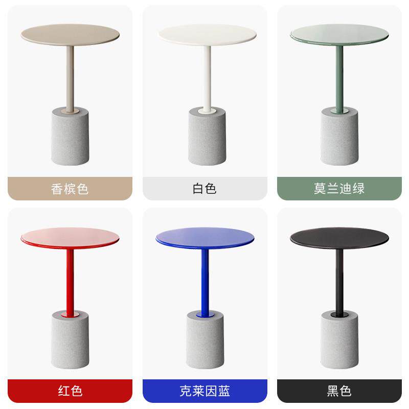 北欧水泥边几简约现代咖啡奶茶店茶几角几铁艺户外商用洽谈小圆桌