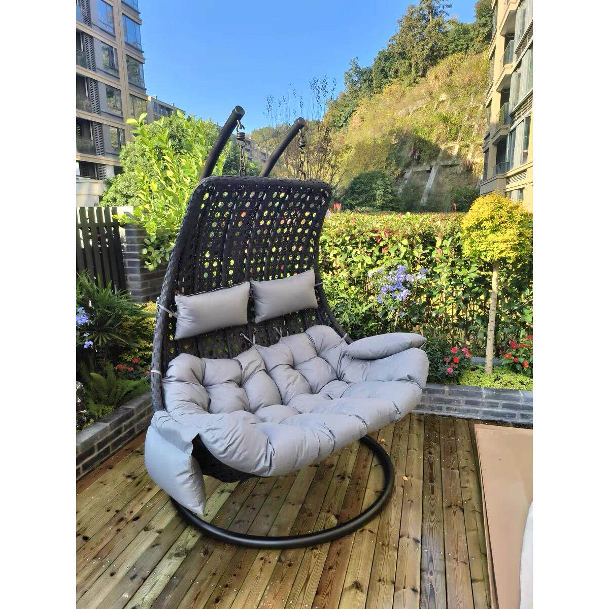 双人吊椅吊床户外阳台吊篮椅子家用懒人秋千摇篮椅室内摇摇椅躺椅