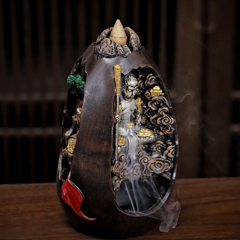倒流香炉复古玄关摆件创意香炉大圣香炉流云香炉家用香薰炉倒流香