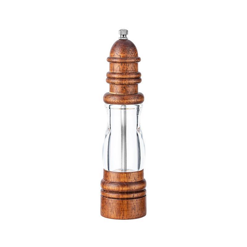 现磨胡椒研磨器家用手动碎海盐花椒胡椒粉研磨器实木灯塔胡椒磨