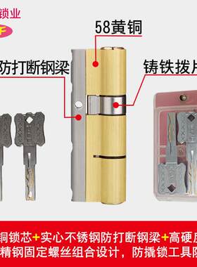 防盗门锁芯超C级叶片防撬防技术开锁进户门不锈钢大门铝合金铁门