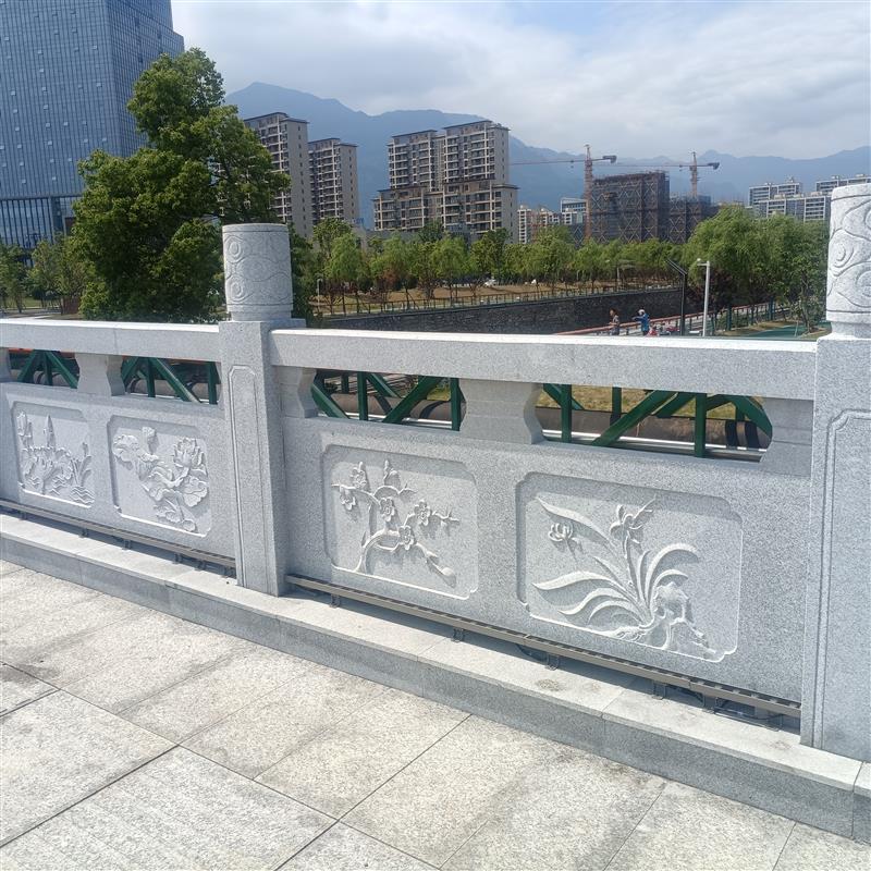 石雕花岗岩石栏杆护栏围栏桥栏杆河道栏杆线雕浮雕镂空栏板定制
