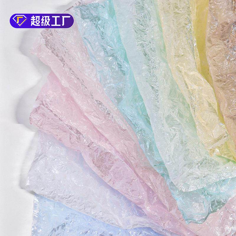 花束内衬纸彩色闪光琉璃盏泡芙褶皱包装纸鲜花包装材料