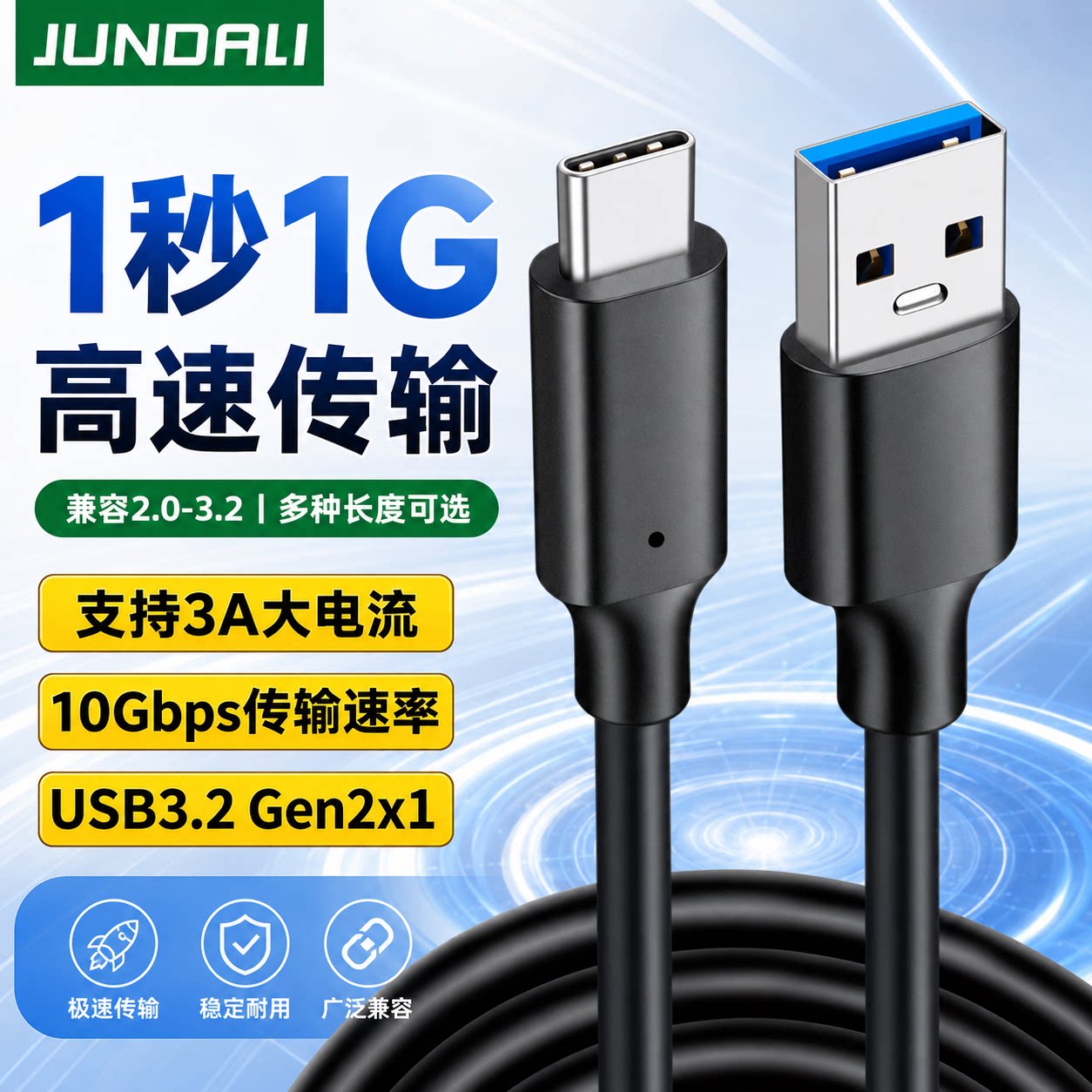 USB3.2 Gen2数据线转Typec充电适用15苹果16华为小米手机传输线ipad硬盘盒10Gbps移动硬盘线3米5相机3.0电脑图片