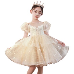 女童公主裙礼服2023新款洋气夏季女孩公主裙蓬蓬纱裙儿童夏装裙子