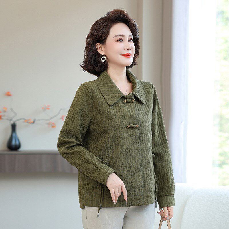 妈妈秋装新中式外套女短款2024新款洋气中老年人春秋夹克上衣显瘦