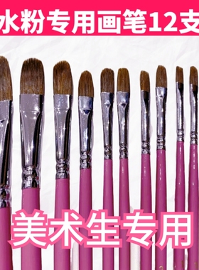 名师推荐顺12支装紫色美术高考专用套装水彩水粉丙烯颜料狼毫画笔
