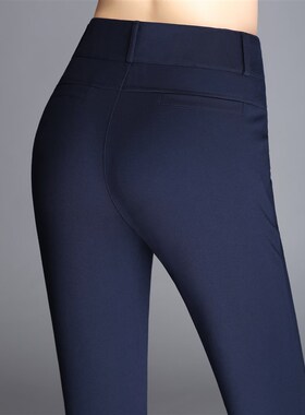 2022春夏季薄款高腰直筒裤中老年妈妈女裤大码西装裤显瘦弹力长裤