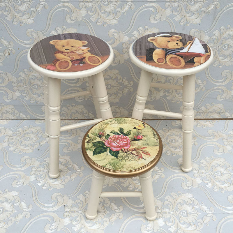 实木凳子时尚创意圆凳餐凳电脑凳休闲凳欧式换鞋凳梳妆凳46高包邮