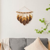 彩色渐变羽毛树叶挂毯波西米亚北欧风民宿酒店家居装 饰diy材料包