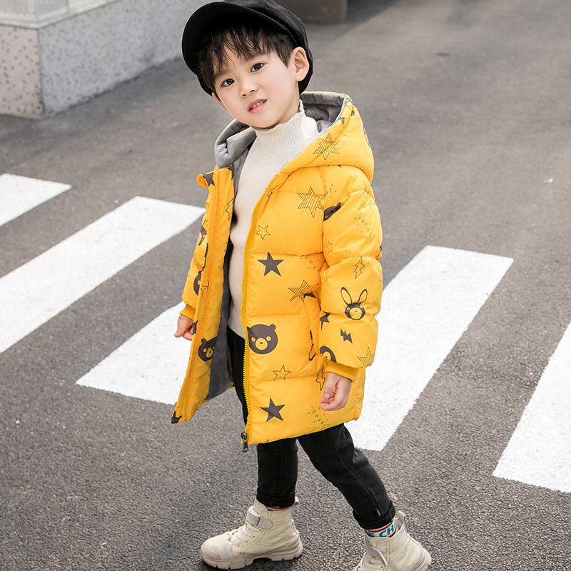男童女童儿童宝宝羽绒服婴幼儿小童一周岁中长款花色洋气童装外套