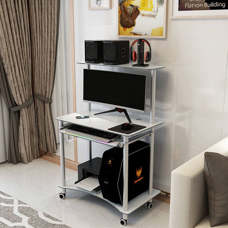 途誉 迷你小户型钢化玻璃电脑桌台式桌家用卧室简易约可移动书桌