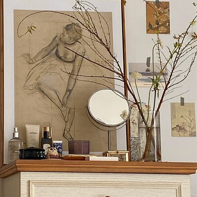 芭蕾舞者 德加 印象派跳舞女孩肖像素描 大都会博物馆 旁白装饰画