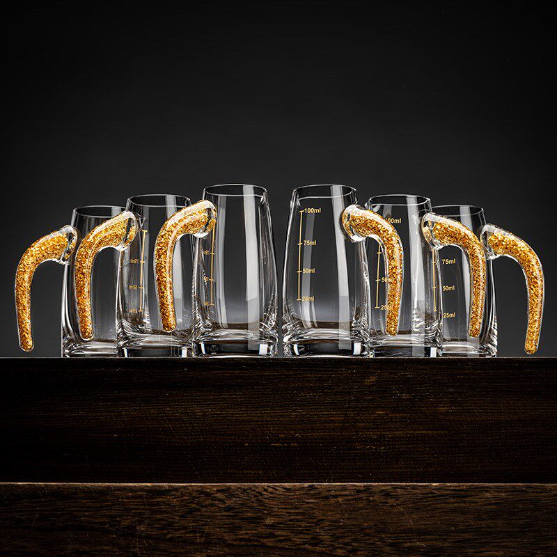 高档白酒杯套装家用轻奢水晶玻璃高脚一口小酒杯子二两分酒器酒具