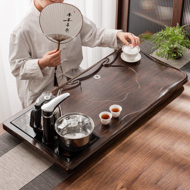 全自动茶盘家用茶台烧水壶一体智能功夫茶具套装实木茶壶小泡茶台