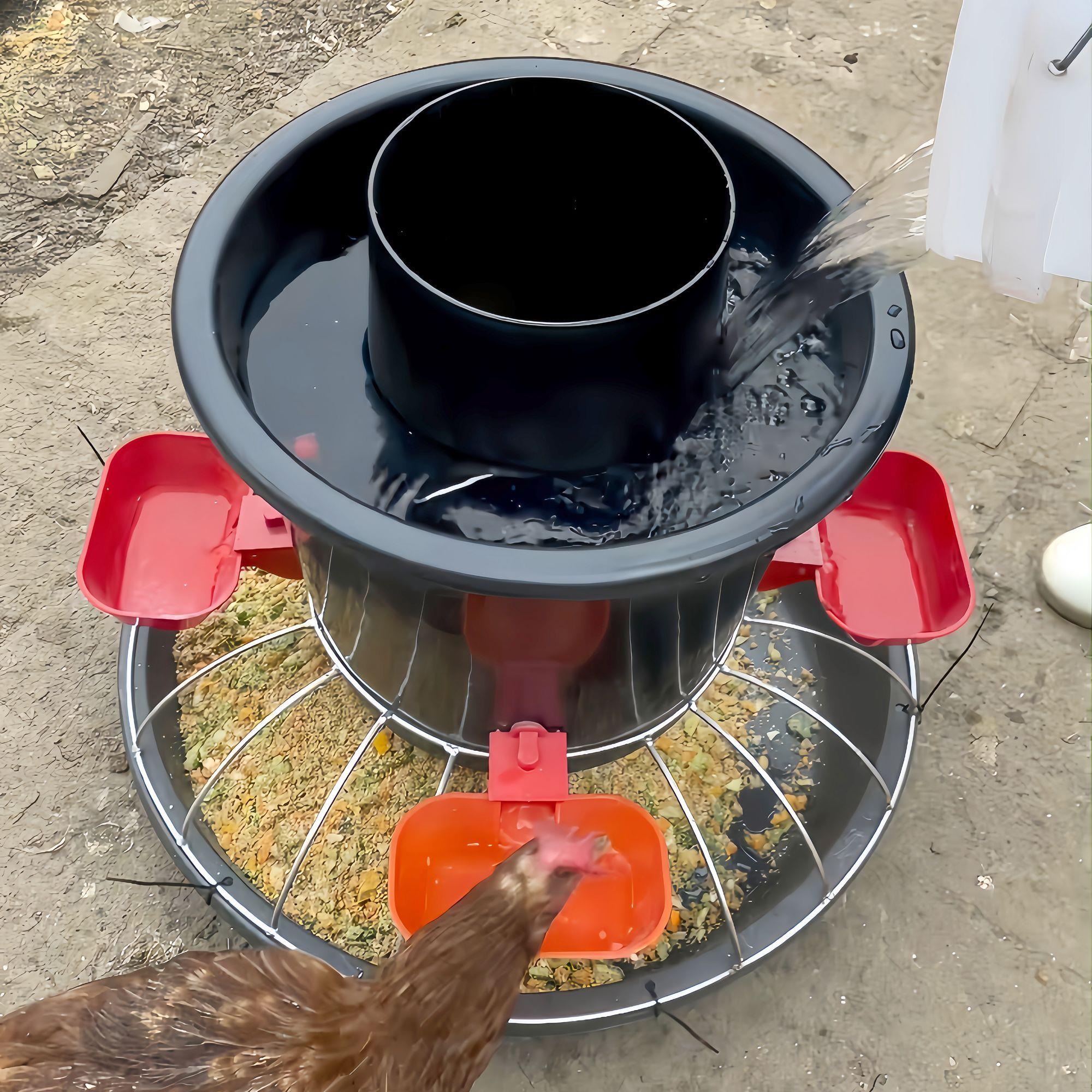 新款两用鸡食槽防水防晒防糟蹋干湿分离水满自停养殖家禽喂食槽