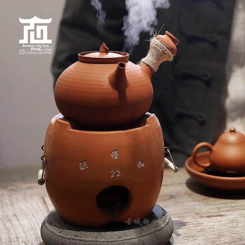 潮州工夫茶红泥炭炉烧水煮茶橄榄碳闽西副榜炉小火炉砂铫功夫茶炉