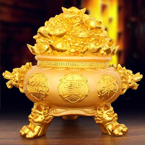 聚宝盆饰品收纳钱罐大金元宝客厅办公室风水工艺礼品饰品