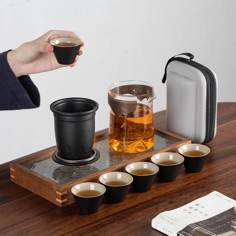 景德镇汝窑可携式旅行茶具小套装户外简易随身功夫泡茶壶茶杯