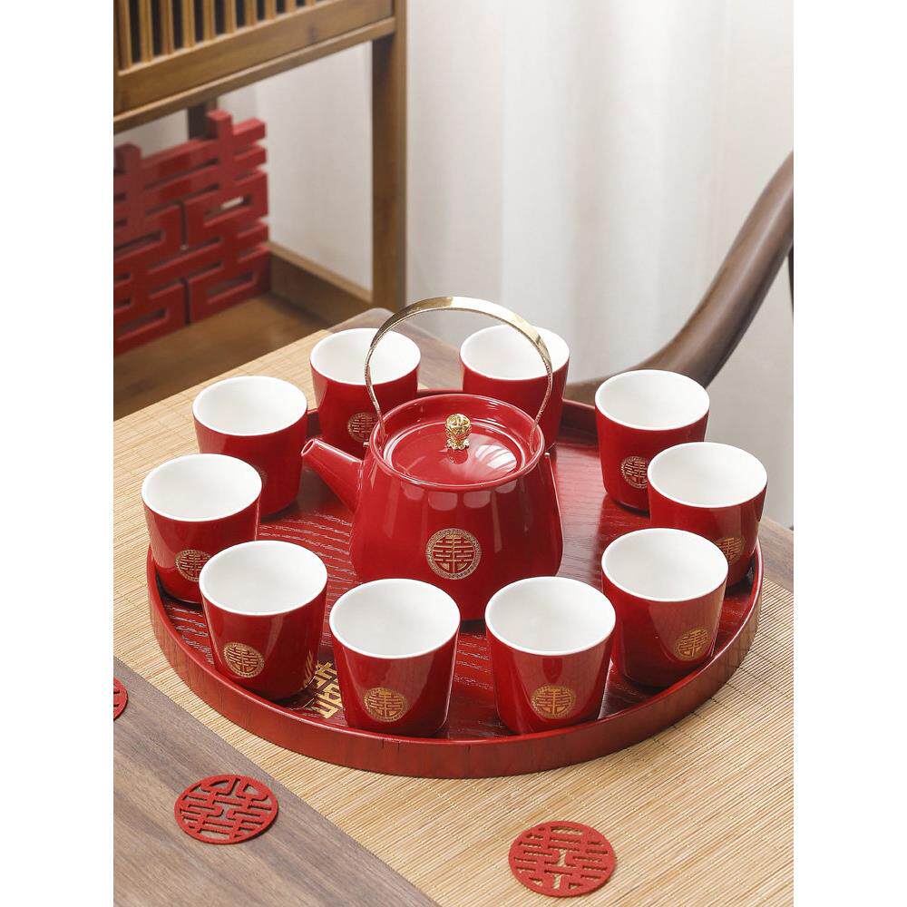 采购产品茶杯,婚礼茶具,新婚夫妇改良烤茶杯,茶壶一对,整套陶