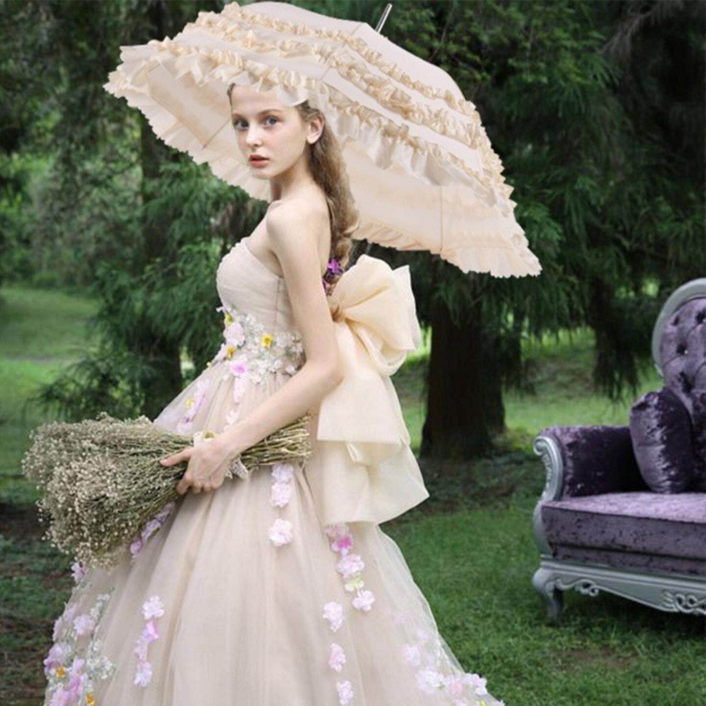 lolita伞洛丽塔日系公主风小洋伞女三层蕾丝花边防晒遮阳太阳伞