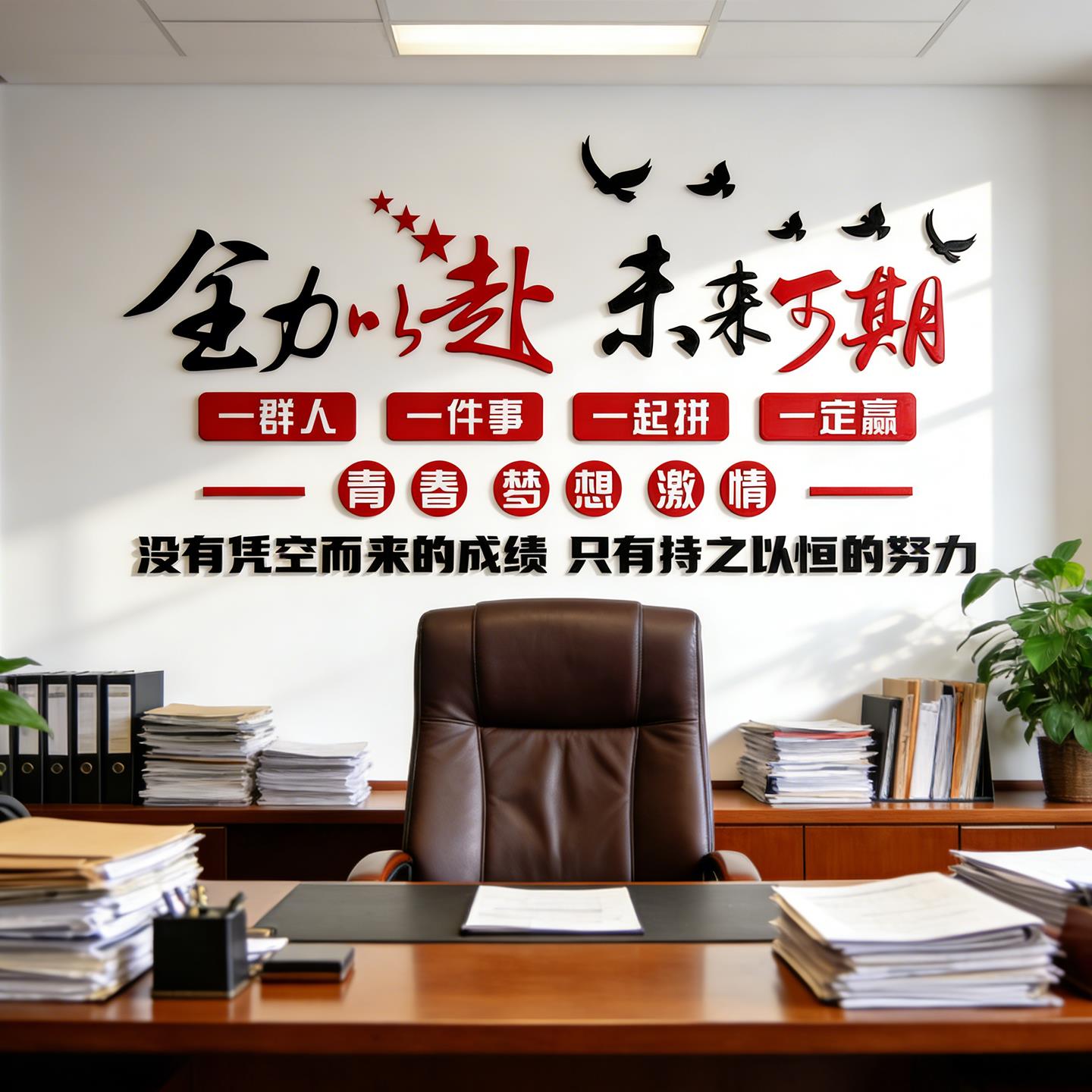 公司企业办公室文化墙面员工团队激励标语励志贴画纸装饰氛围布置