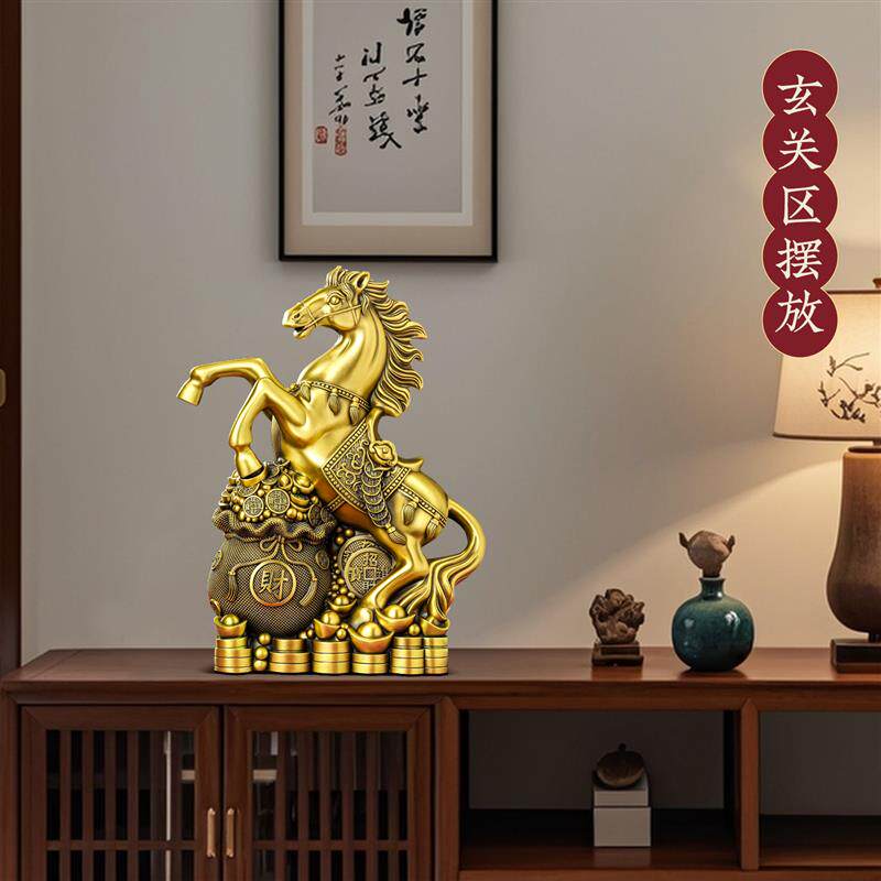 大号全铜立马招财马摆件福袋马到成功生肖马年吉祥物办公室工艺品