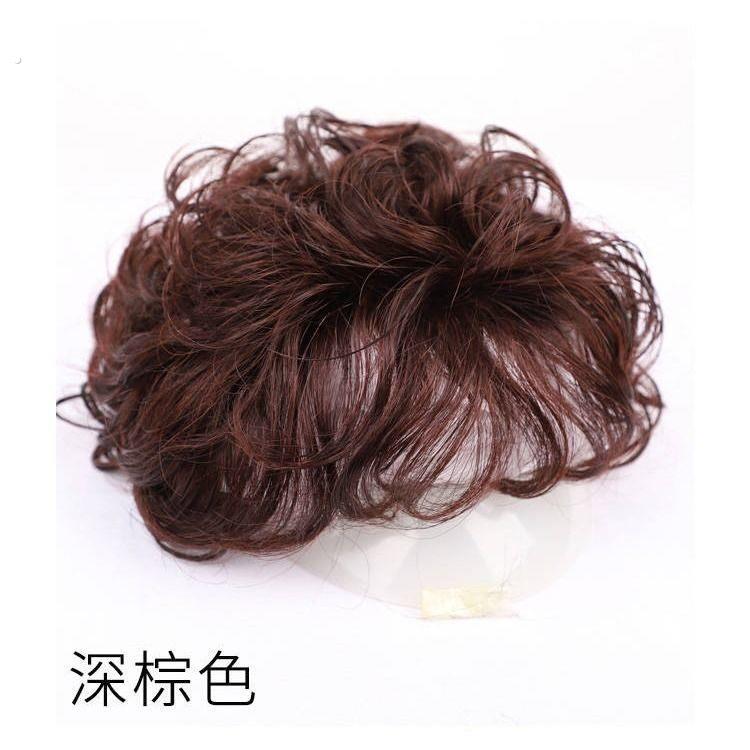 遮头顶白发头饰真发头顶补发块女短卷发假发中老年妈妈蓬松自然增