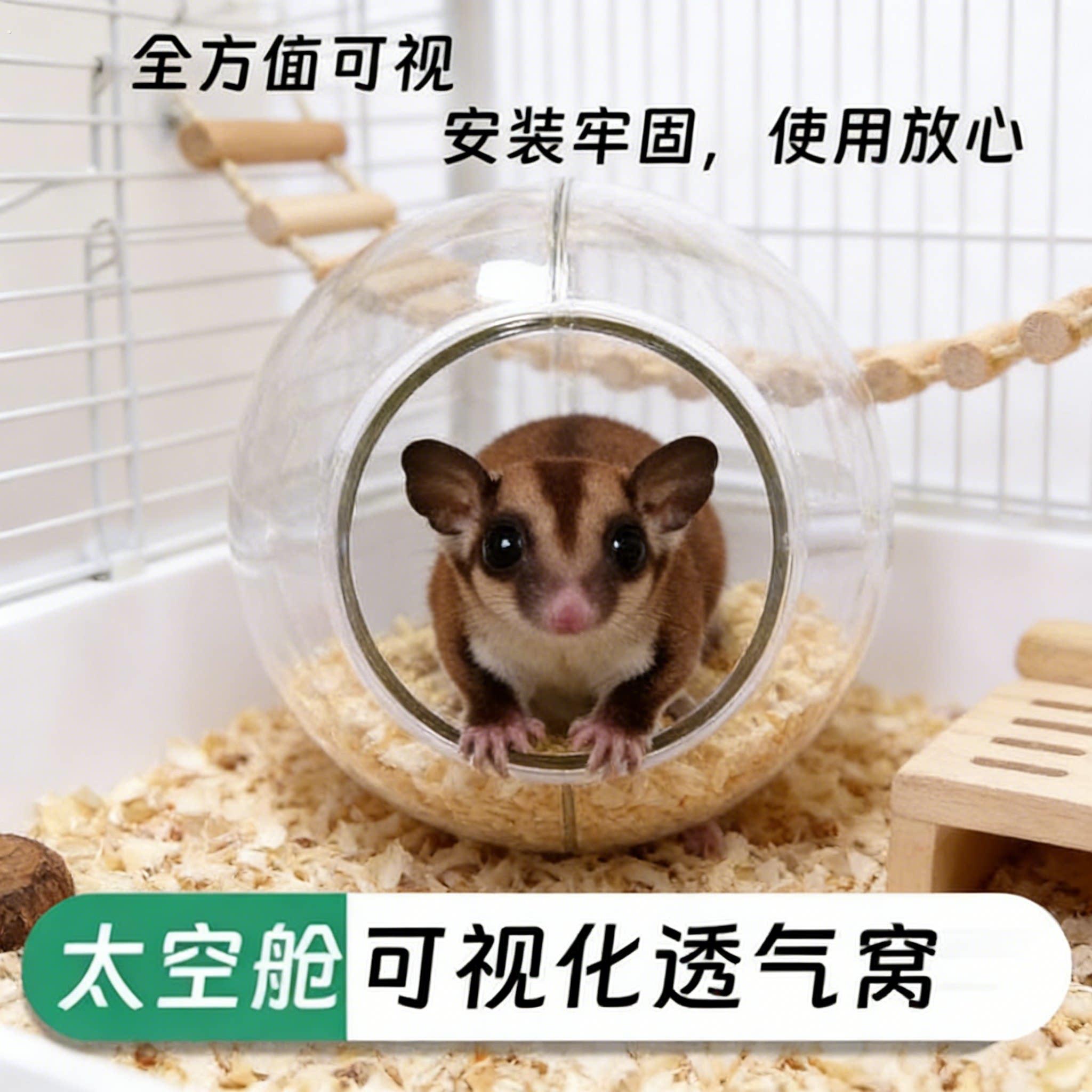 垂耳兔蜜袋鼯挂笼子掉窝压克力透明小屋小鼬躲避睡玩耍防咬透气小