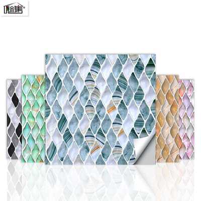 魅集水晶防水浴室墙贴PVC自粘 创意新品仿滴胶釉面瓷砖贴纸FDJ12