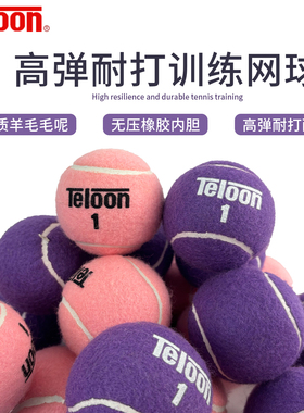 Teloon天龙紫色粉色网球训练球专业耐打耐磨无压初学训练比赛网球