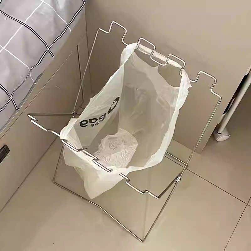 垃圾架不锈钢可折叠简易便携垃圾桶家用厨房专用免弯腰落地收纳架