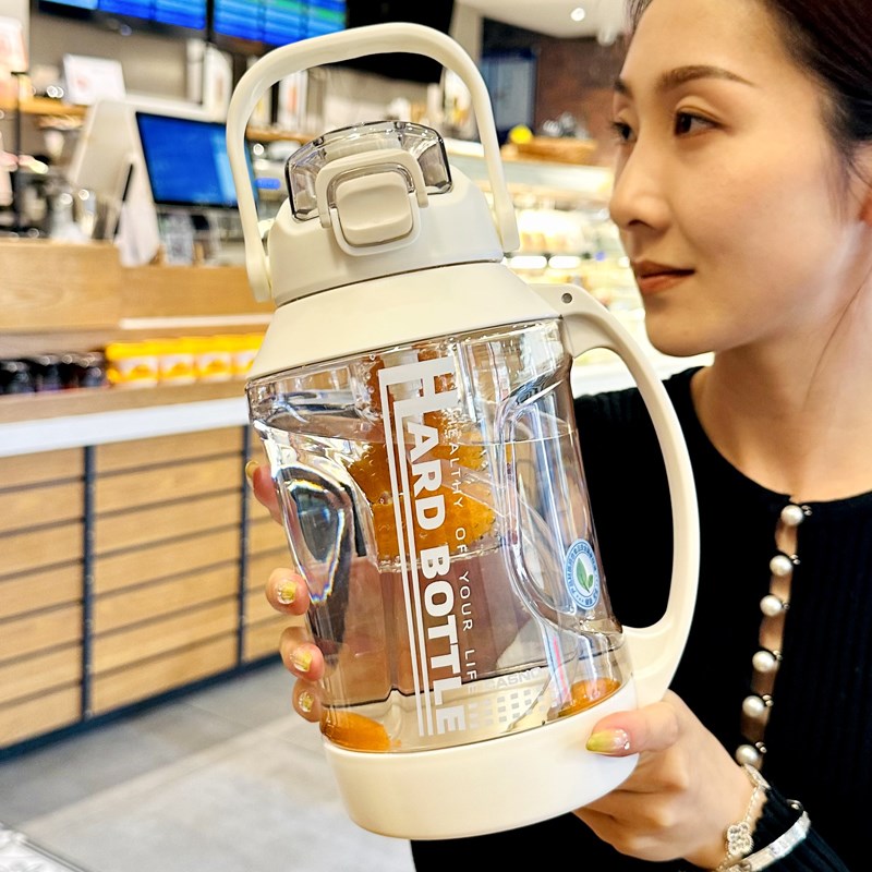 2025新款女生塑料水杯吸管杯茶水分离泡花茶杯子大容量夏季水壶2L