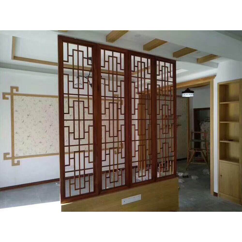 东阳木雕彷古门窗实木花格镂空中式屏风电视背景墙悬吊式天花板隔