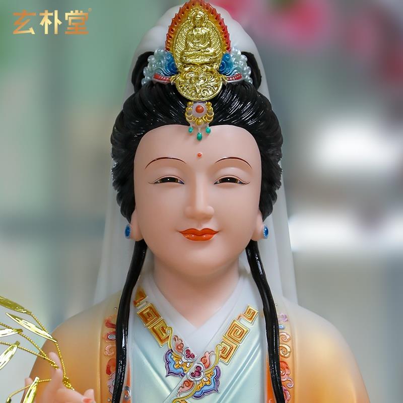 汉白玉妙善观音菩萨佛像车载中控台小摆件坐莲南海观世音汽车装饰