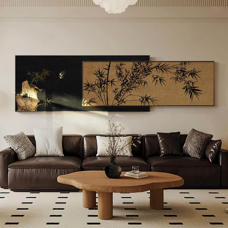 宋代美学花鸟竹子客厅沙发背景墙装饰画书房茶室新中式高级感挂画