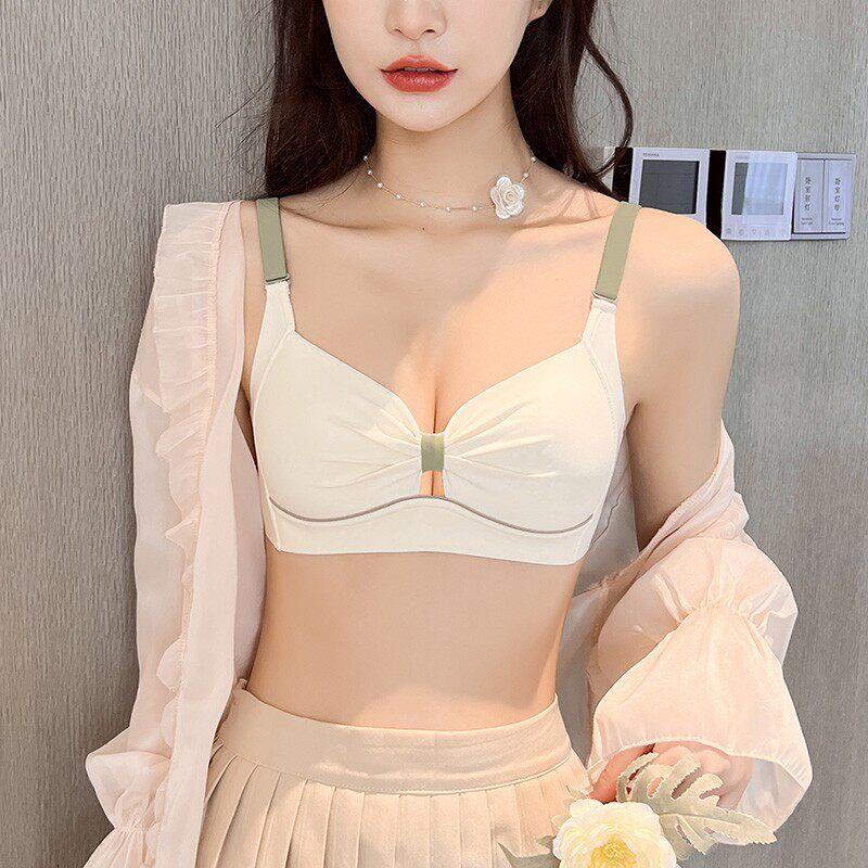 内衣女士夏季薄款无钢圈大胸显小胸聚拢舒适无痕内衣罩夏天