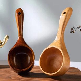 网红吃播勺创意餐具特大吃饭木勺实木干饭勺嗦粉勺日式水勺小