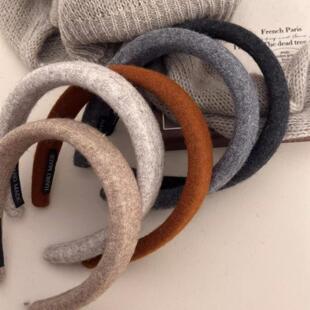 公主落难发箍韩版气质纯色羊毛呢高颅顶宽边发箍百搭简约外出头箍