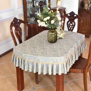 素雅高级灰布艺椭圆形伸缩桌桌套长方形餐桌布台布正方形茶几桌布